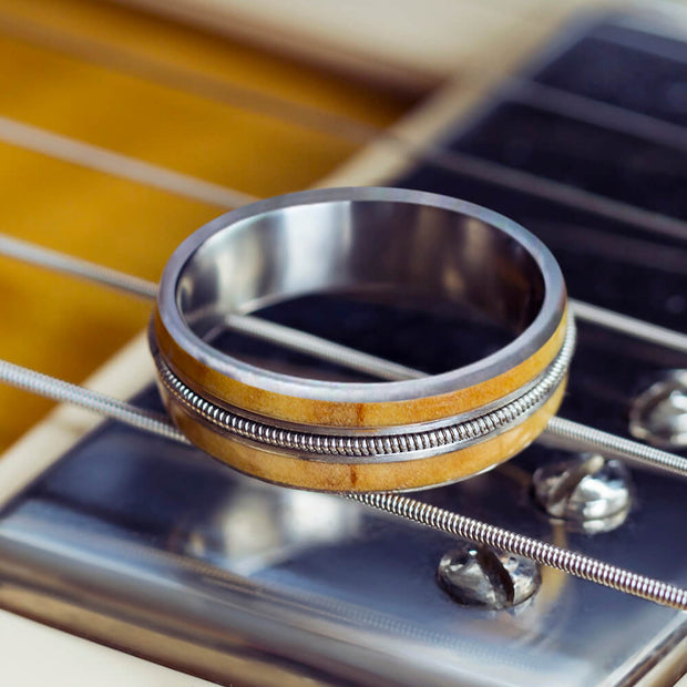 Titanium and Rowan Wood Wedding Band