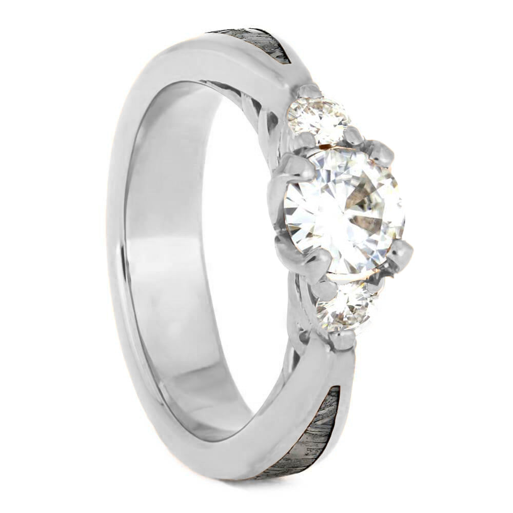 Three Stone Diamond & Meteorite Engagement Ring - Jewelry by Johan
