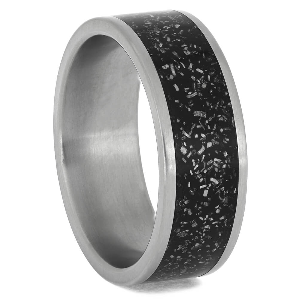 Black Stardust Wedding Band Set