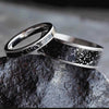 Black Stardust Wedding Band Set