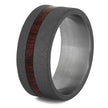 Sandblasted Titanium Wedding Band With A Thin Bloodwood Pinstripe-2688 - Jewelry by Johan