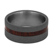 Sandblasted Titanium Wedding Band With A Thin Bloodwood Pinstripe-2688 - Jewelry by Johan