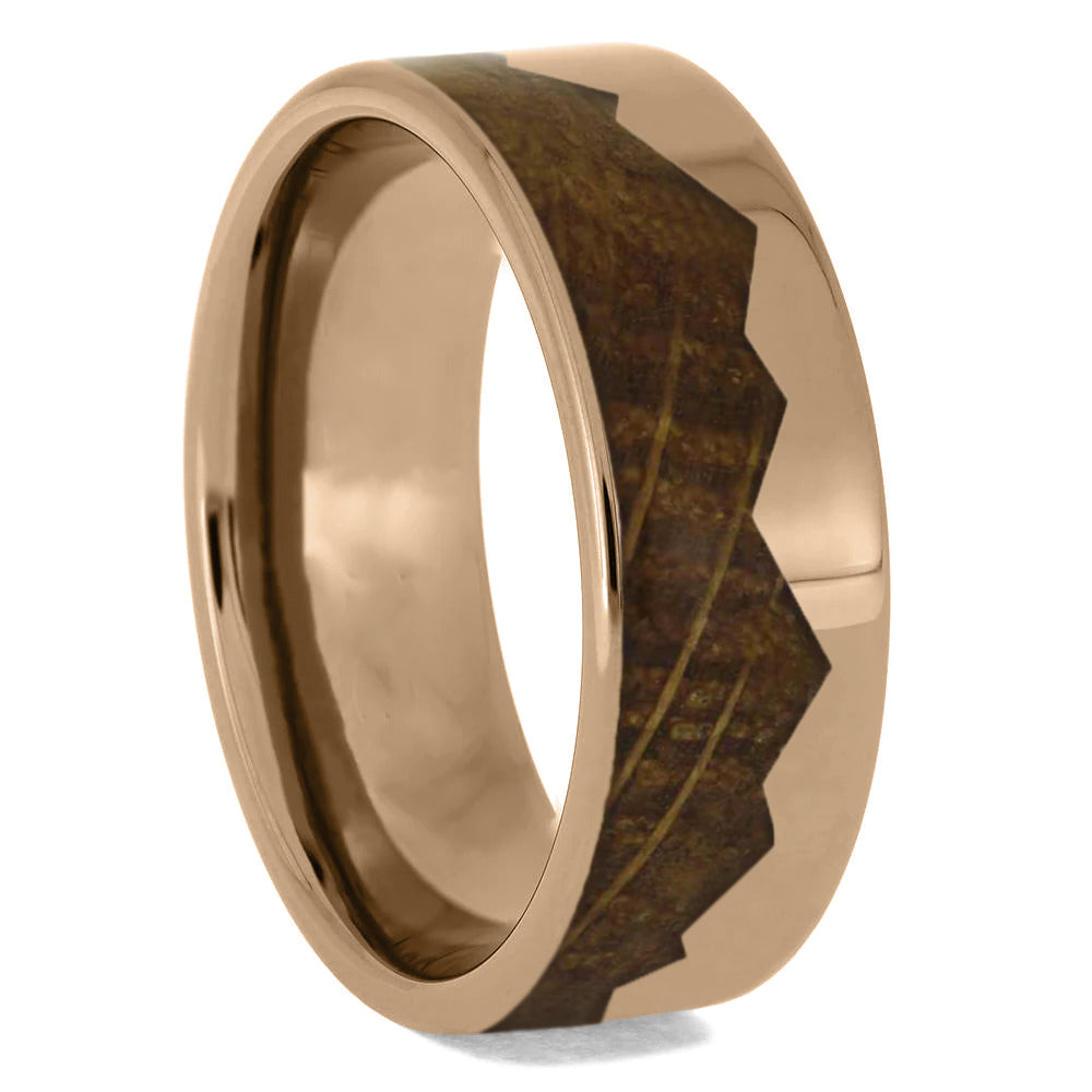 Rose Gold and Wood Wedding Bands