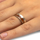 Solid Gold Mountain Ring With Whiskey Barrel Oak Wood Inlay - Jewelry by Johan