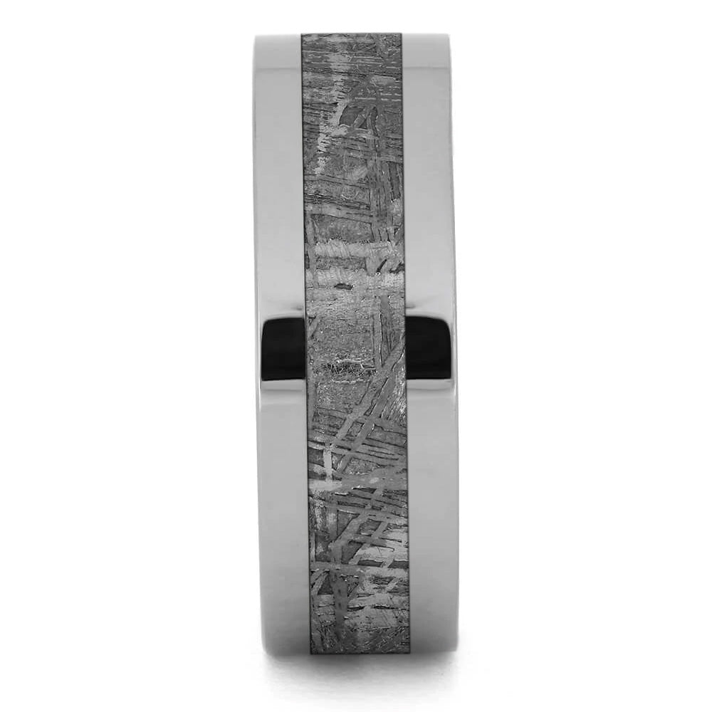 Men's Meteorite Ring With Tungsten or Titanium Band - Jewelry by Johan