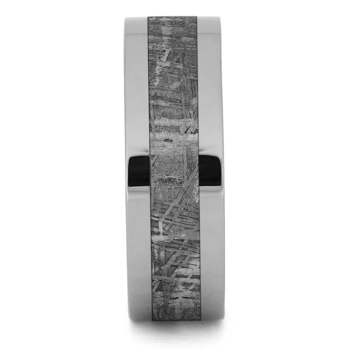 Men's Meteorite Ring With Tungsten or Titanium Band - Jewelry by Johan