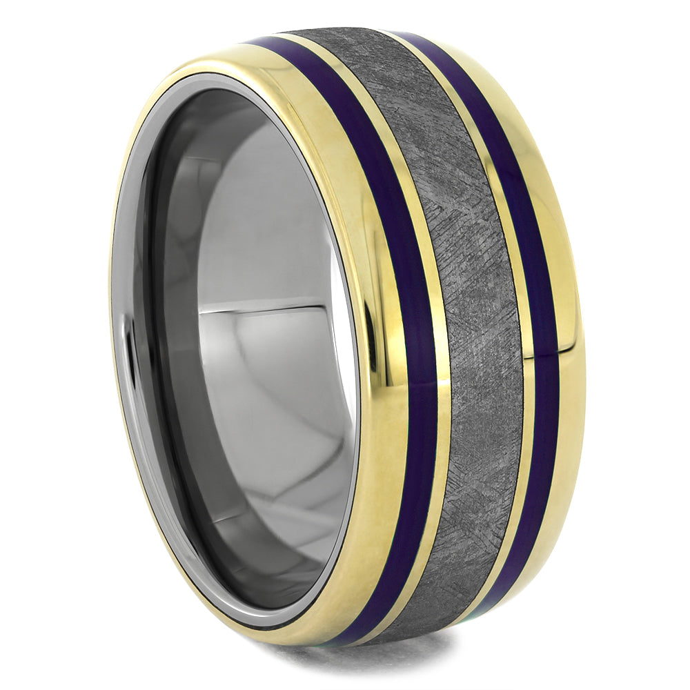 Authentic Meteorite and Gold Wedding Band