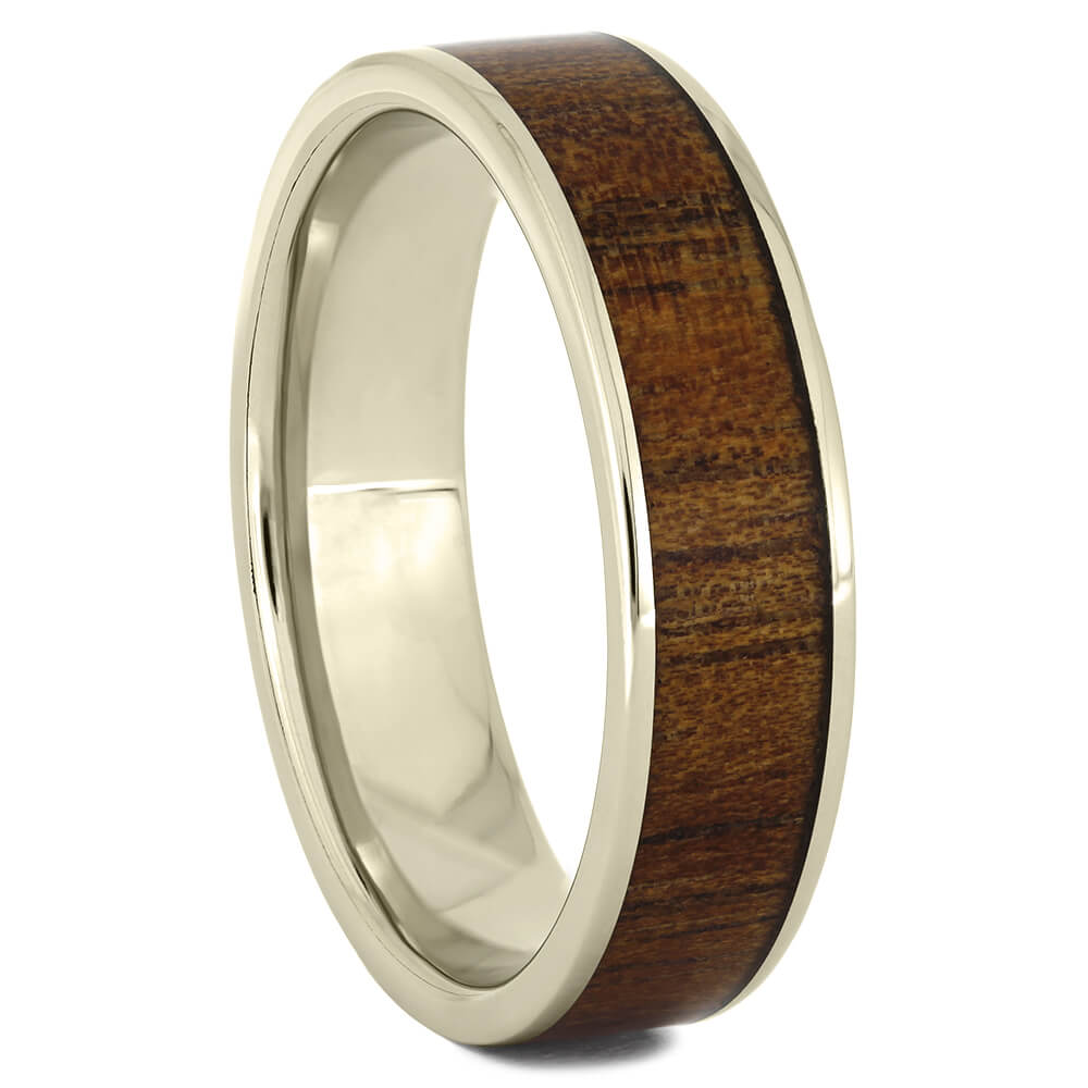 White Gold and Wood Wedding Bands