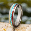 White Gold Ring With Three Material Inlays