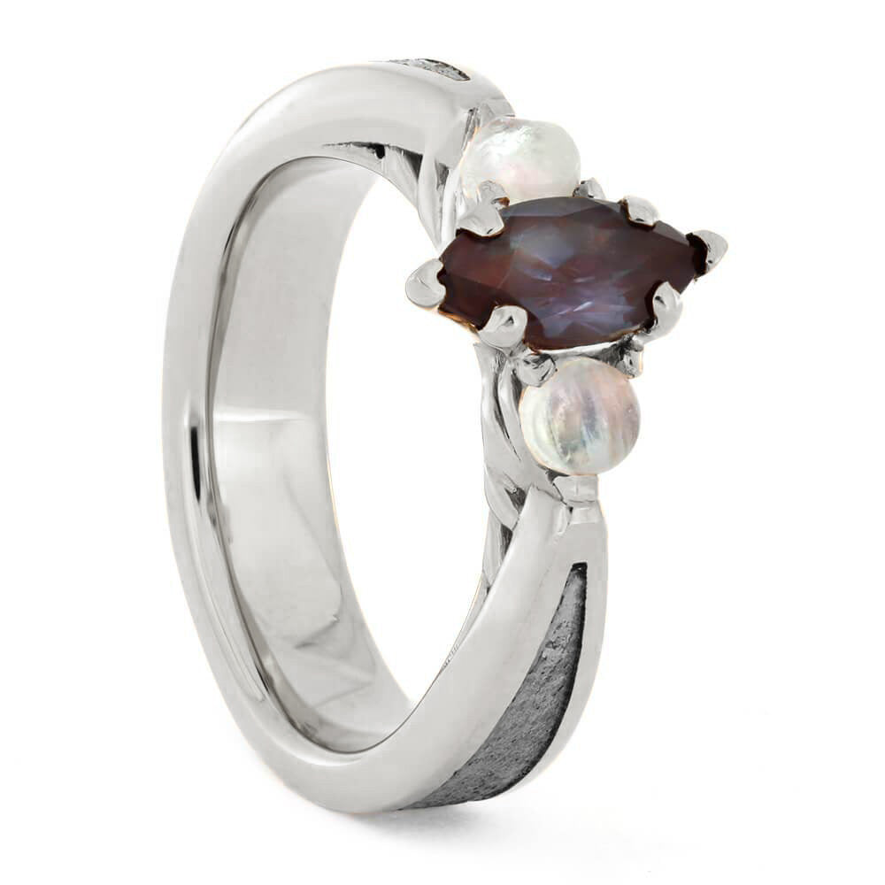 Alexandrite, Moonstone & Meteorite Engagement Ring - Jewelry by Johan