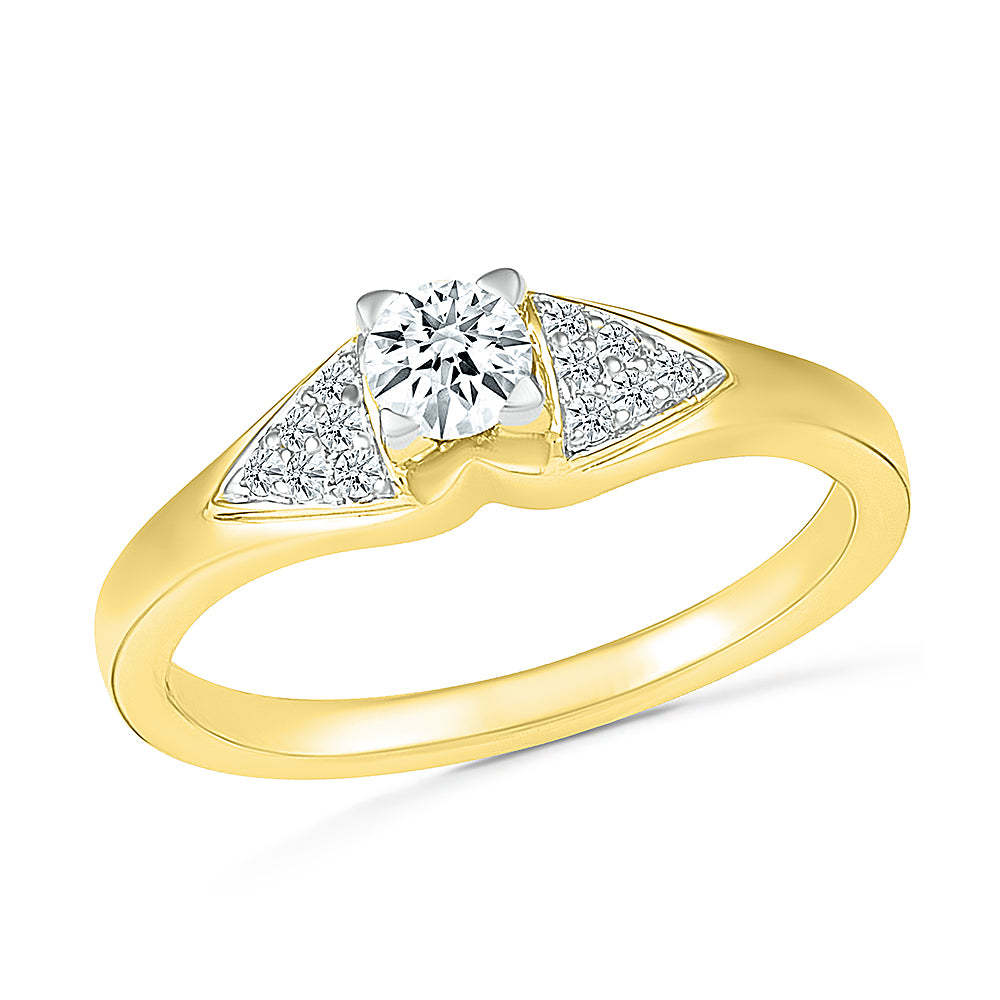 Yellow Gold Engagement Ring With Triangle Accent Stones