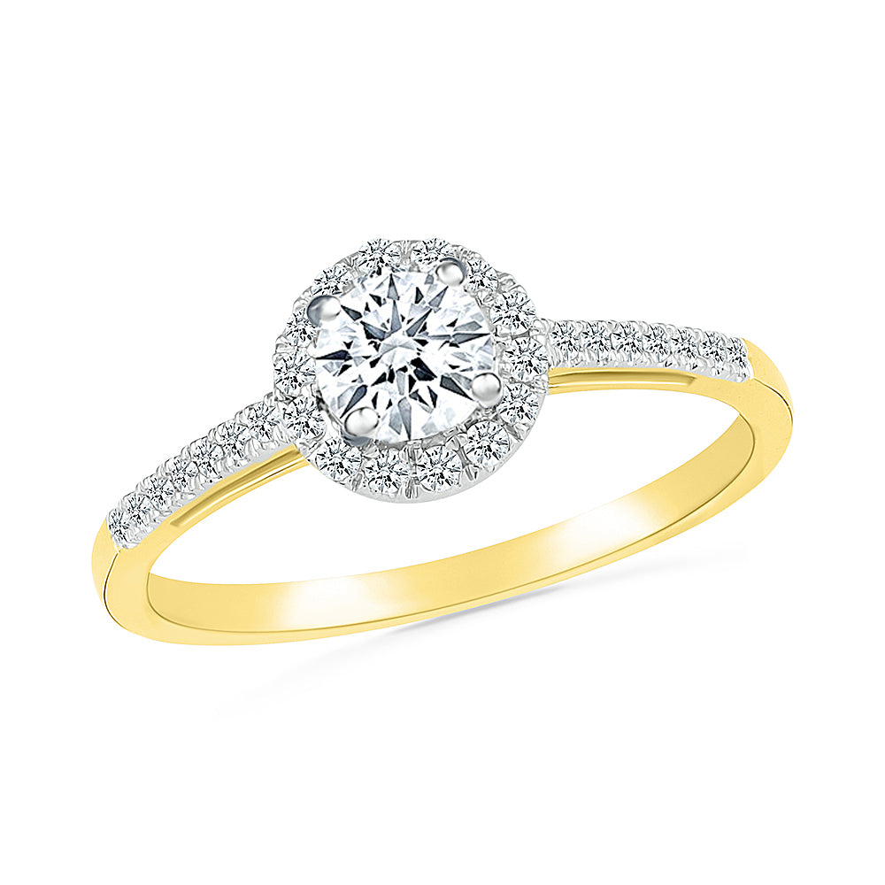Simple Halo Engagement Ring With Accented Band