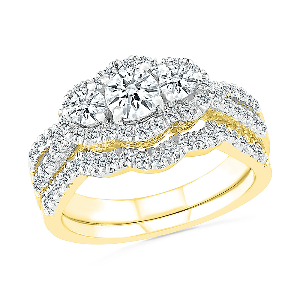 Stunning, Diamond Three Stone Bridal Set
