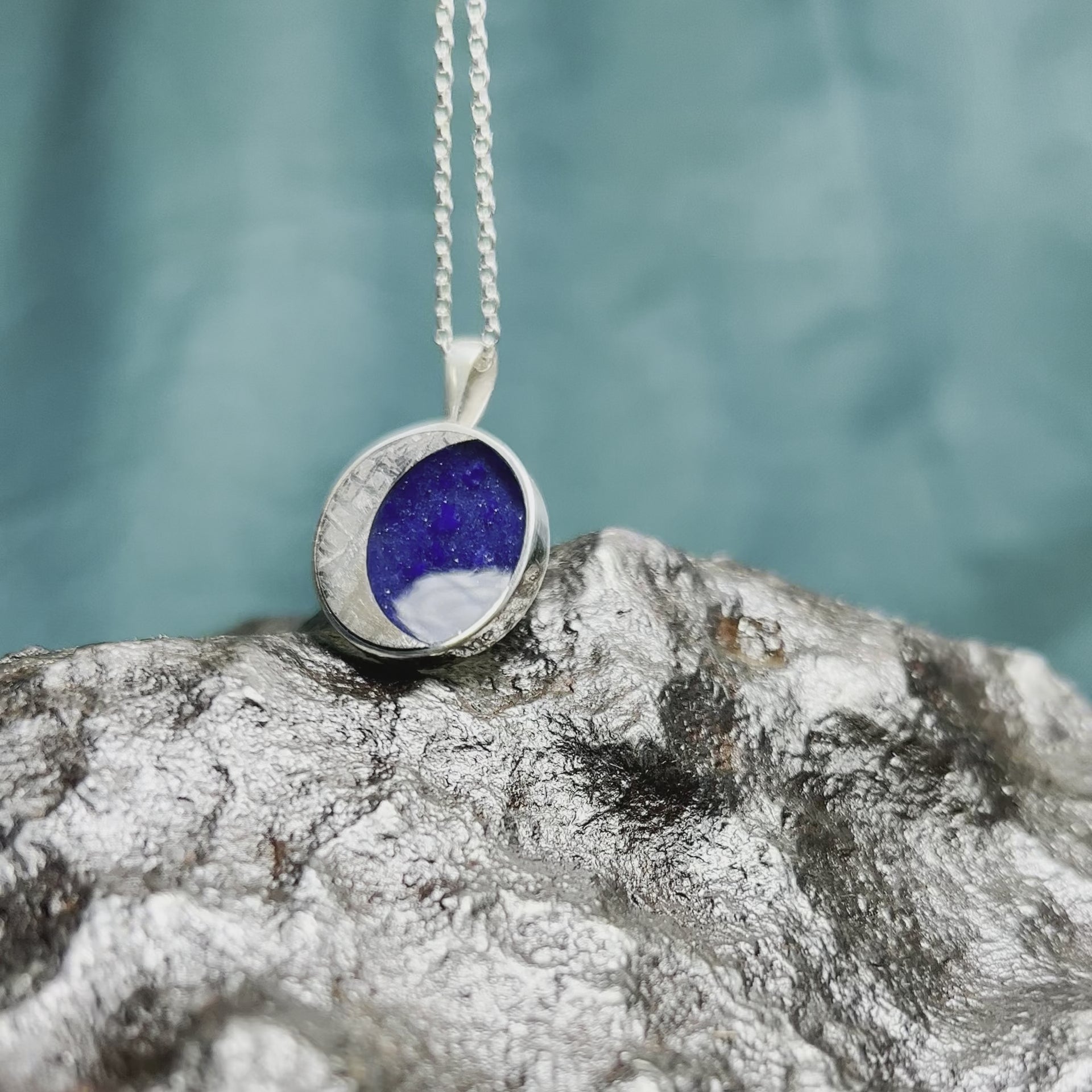 Starry Night Meteorite Pendant, Silver Necklace - Jewelry by Johan