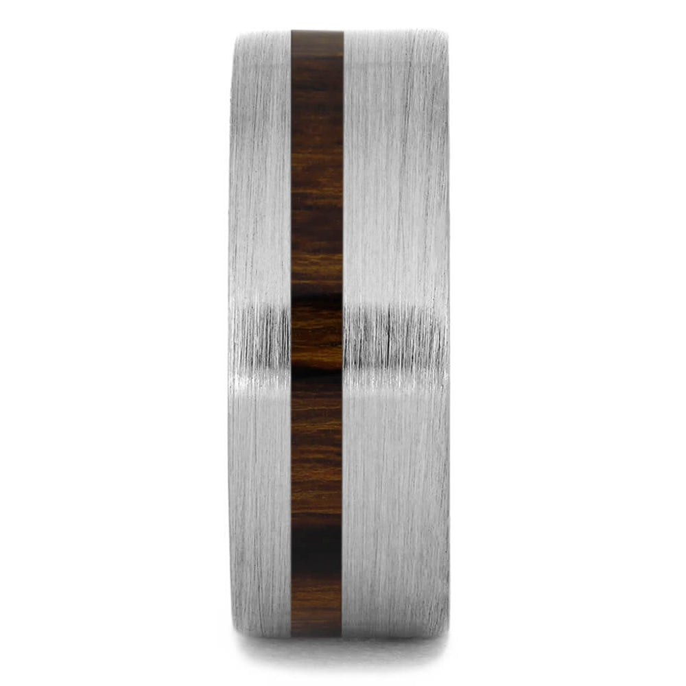 Brushed Titanium & Wood Men's Wedding Band - JBJ