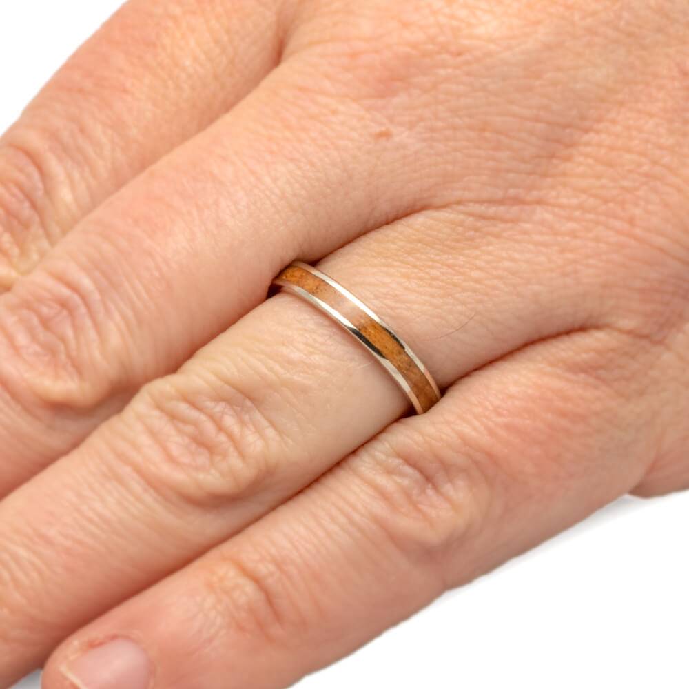 Women's Wedding Band with Whiskey Barrel Oak