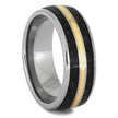 Dinosaur Bone Wedding Band with Gold Pinstripe - Jewelry by Johan