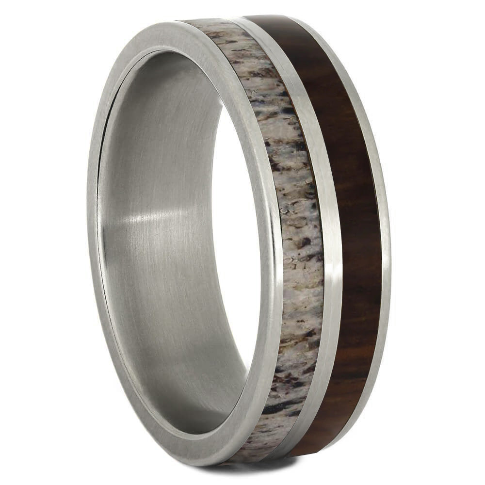 Titanium & Wood Ring With Masculine Matte Finish - Jewelry by Johan