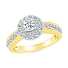 Yellow Gold Double Halo Ring