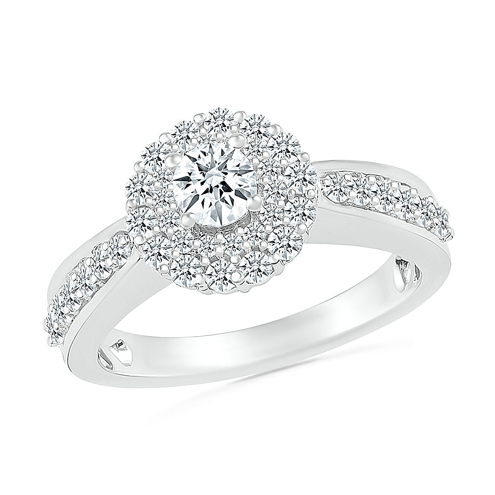 Double Halo Engagement Ring
