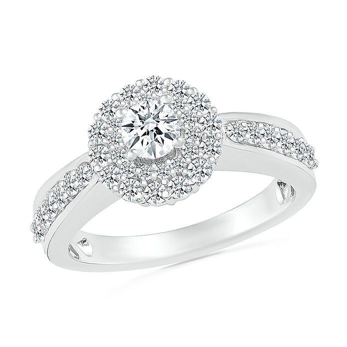 Double Halo Engagement Ring