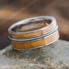 Ring for Musicians with Guitar String & Rowan Wood