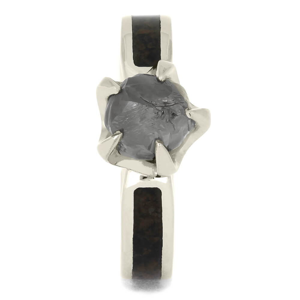 Rough Diamond Engagement Ring with Dinosaur Bone