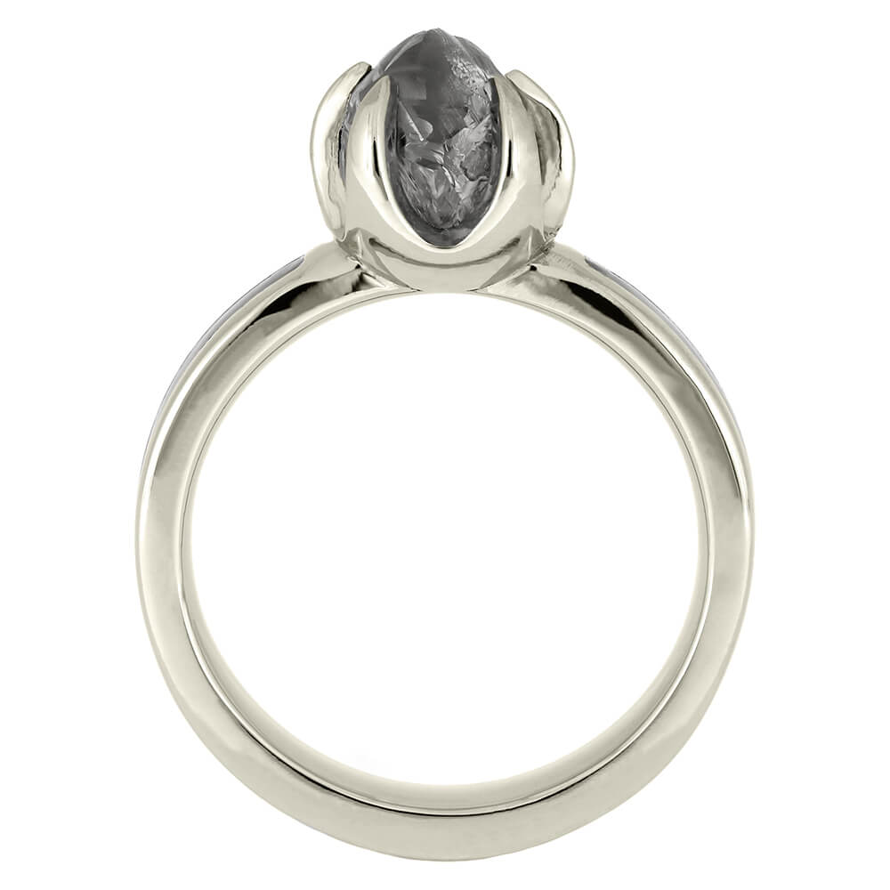 Rough Diamond Engagement Ring with Dinosaur Bone