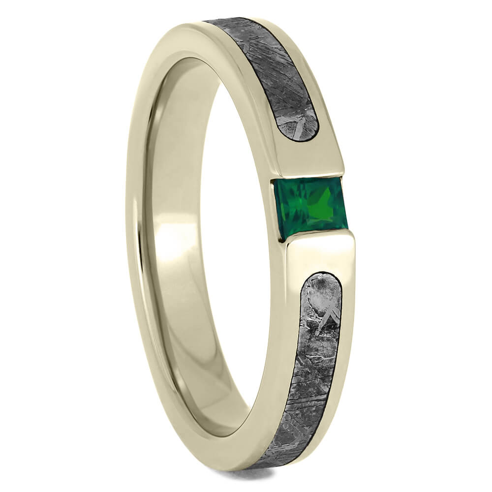 White Gold and Meteorite Engagement Ring