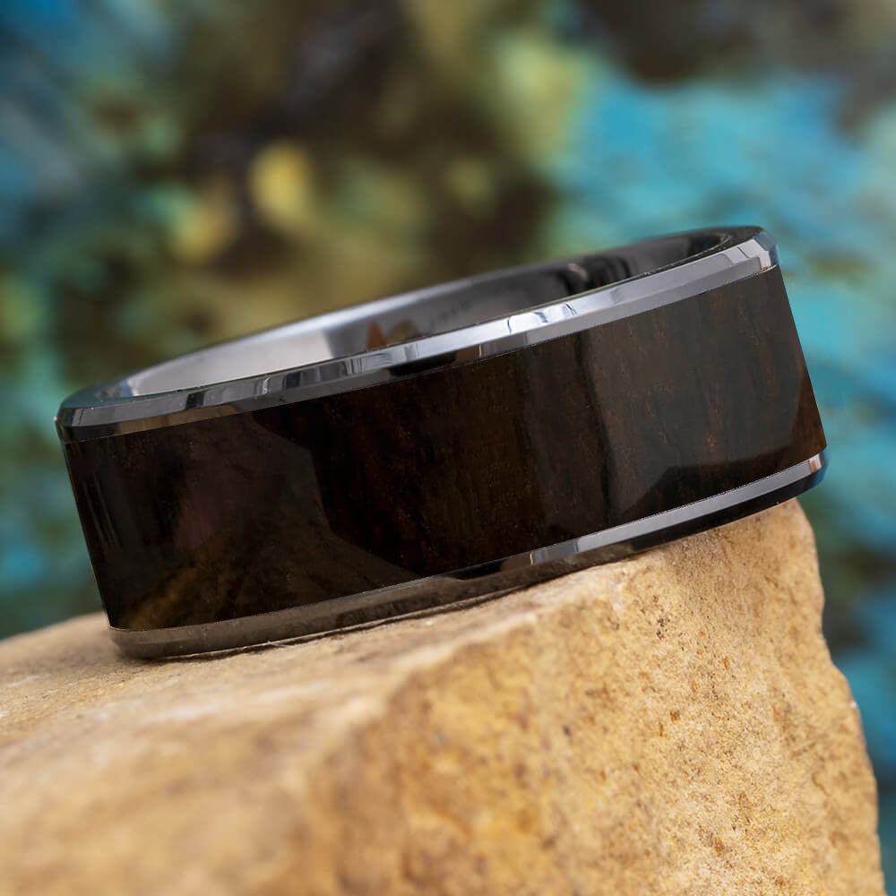 African Black Wood Wedding Band