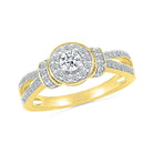 Yellow Gold Halo Engagement Ring With Vintage Style