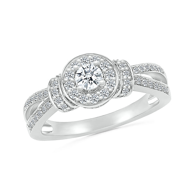 Halo Engagement Ring With Vintage Style