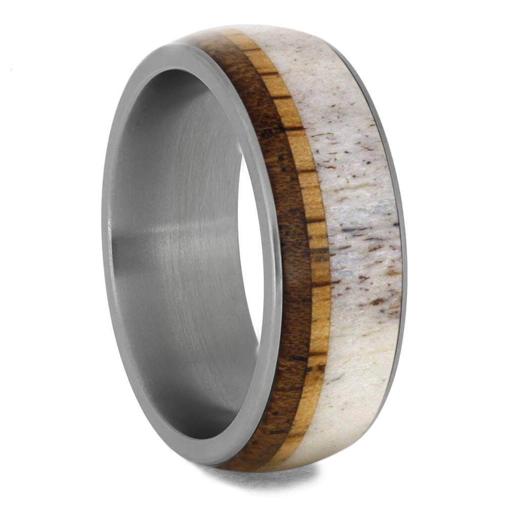Unique Antler and Wood Men's Ring