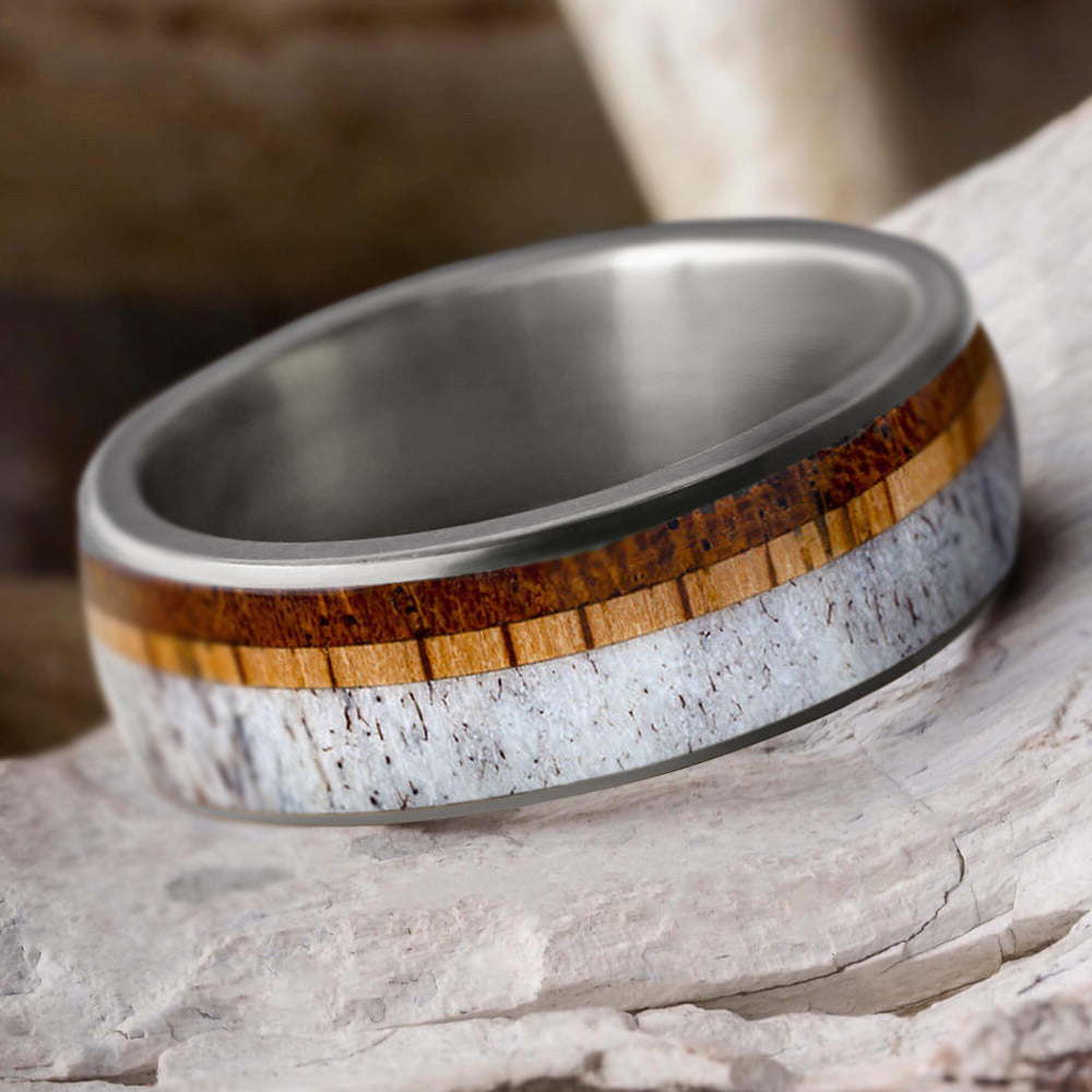 Antler and Wood Wedding Band