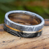 Meteorite & Mokume Gane Wedding Band With Gold Pinstripe - Jewelry by Johan