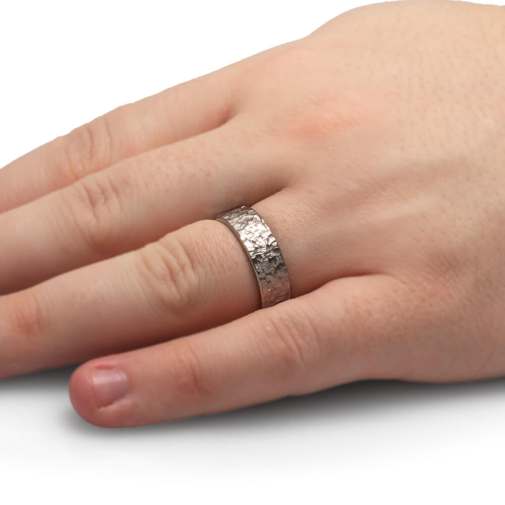 Hammered Titanium Wedding Band