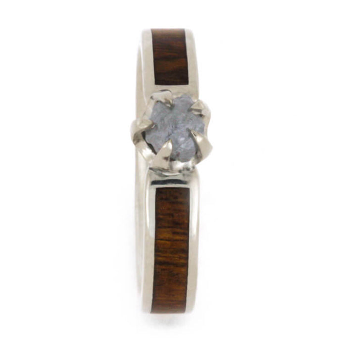 Rough Diamond Engagement Ring with Ironwood Inlay-3235 - Jewelry by Johan