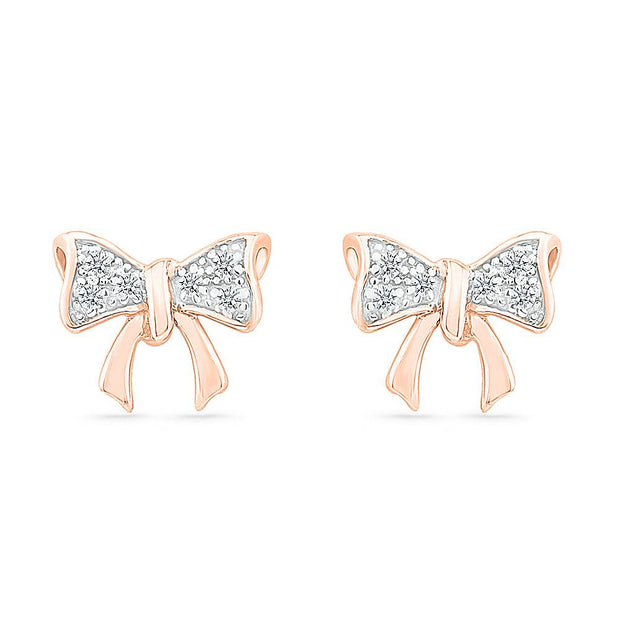 Tiny Ribbon Diamond Stud Earrings
