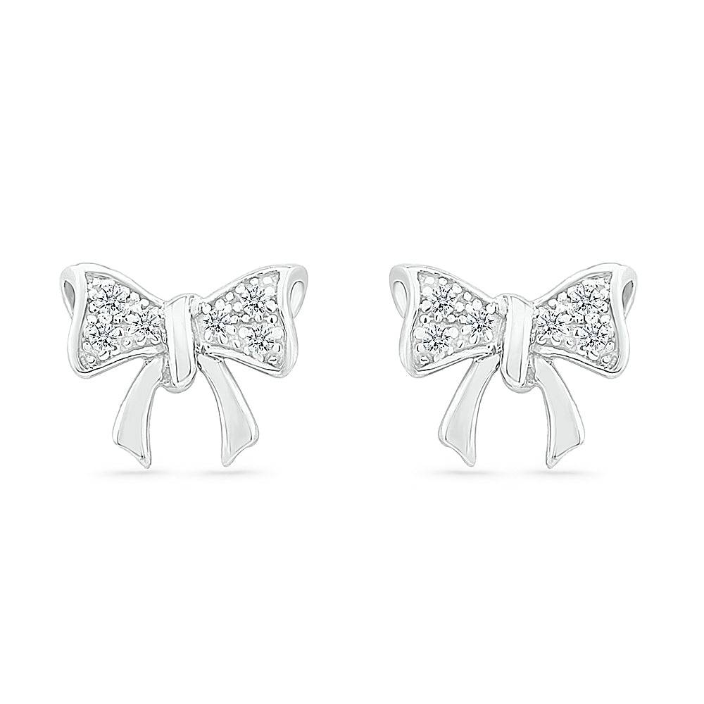 Tiny Ribbon Diamond Stud Earrings