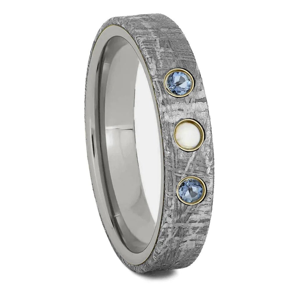 Opal and Aquamarine Wedding Band