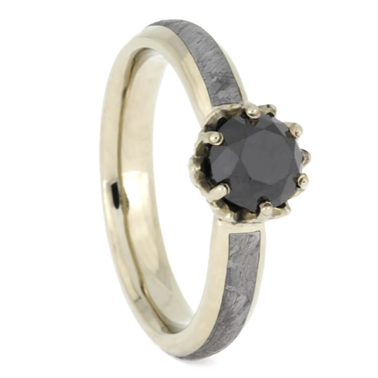 Black Diamond Meteorite Wedding Ring Set