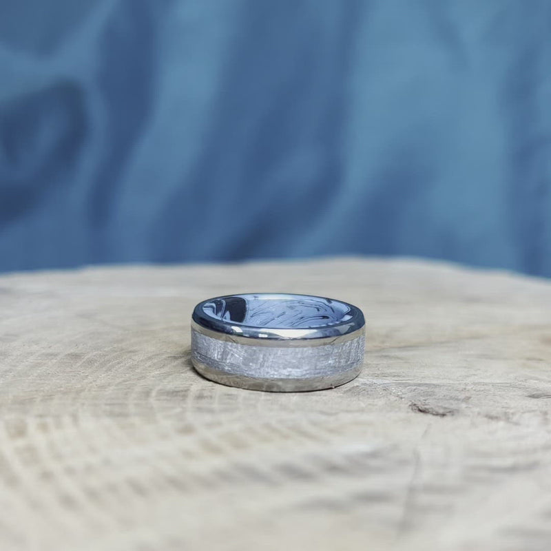 meteorite ring with troilite, and meteorite ring without troilite