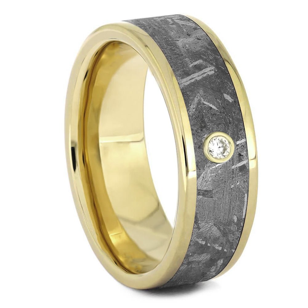 Meteorite Men's Wedding Band in Yellow Gold