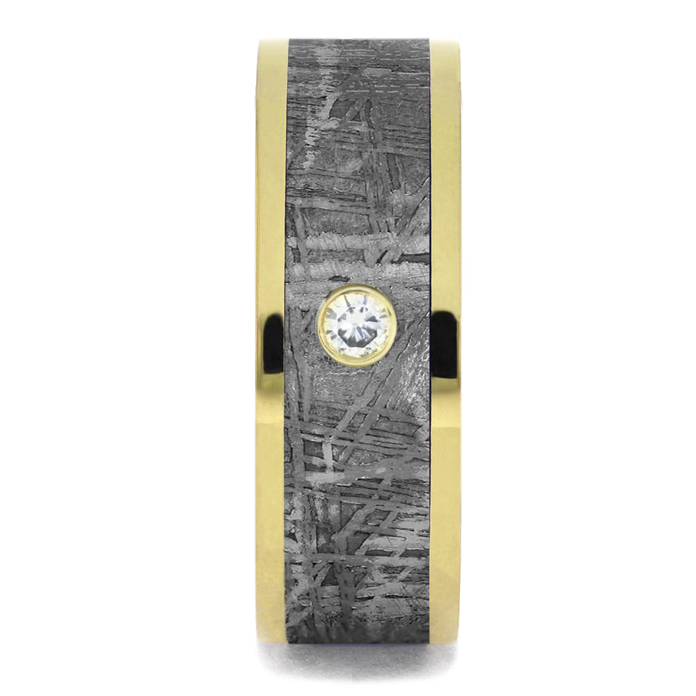 Meteorite Diamond Men's Wedding Band in Yellow Gold
