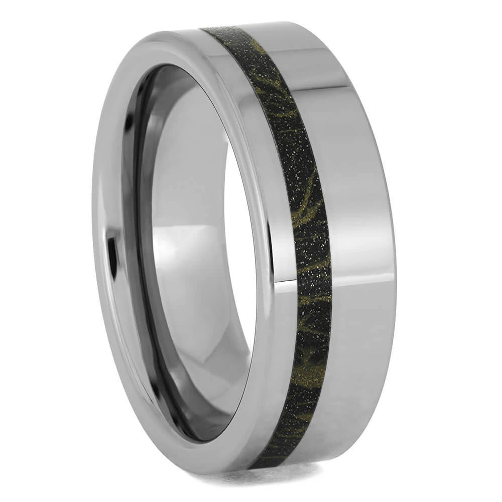 Tungsten Wedding Band with Black and Gold Composite Mokume Gane - Jewelry by Johan