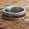 Dinosaur Bone & Meteorite Wedding Band With Gold Pinstripes