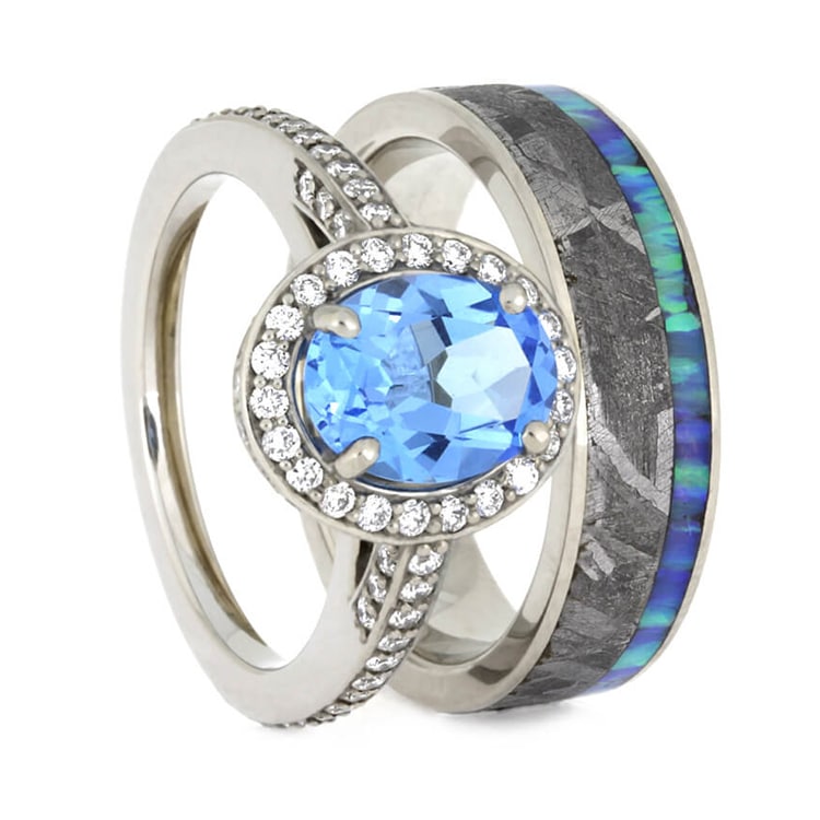 Gibeon Meteorite Wedding Ring Set