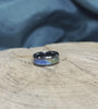 Blue Burl Wood Men's Ring in Black Ceramic