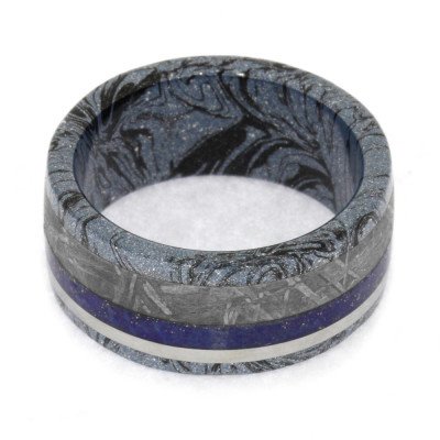 Lapis Lazuli And Mokume Gane Wedding Band, Size 9-RS10568 - Jewelry by Johan