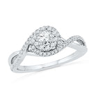 Swirl Halo Engagement Ring Diamond in Sterling Silver-SHRF030703-SS - Jewelry by Johan